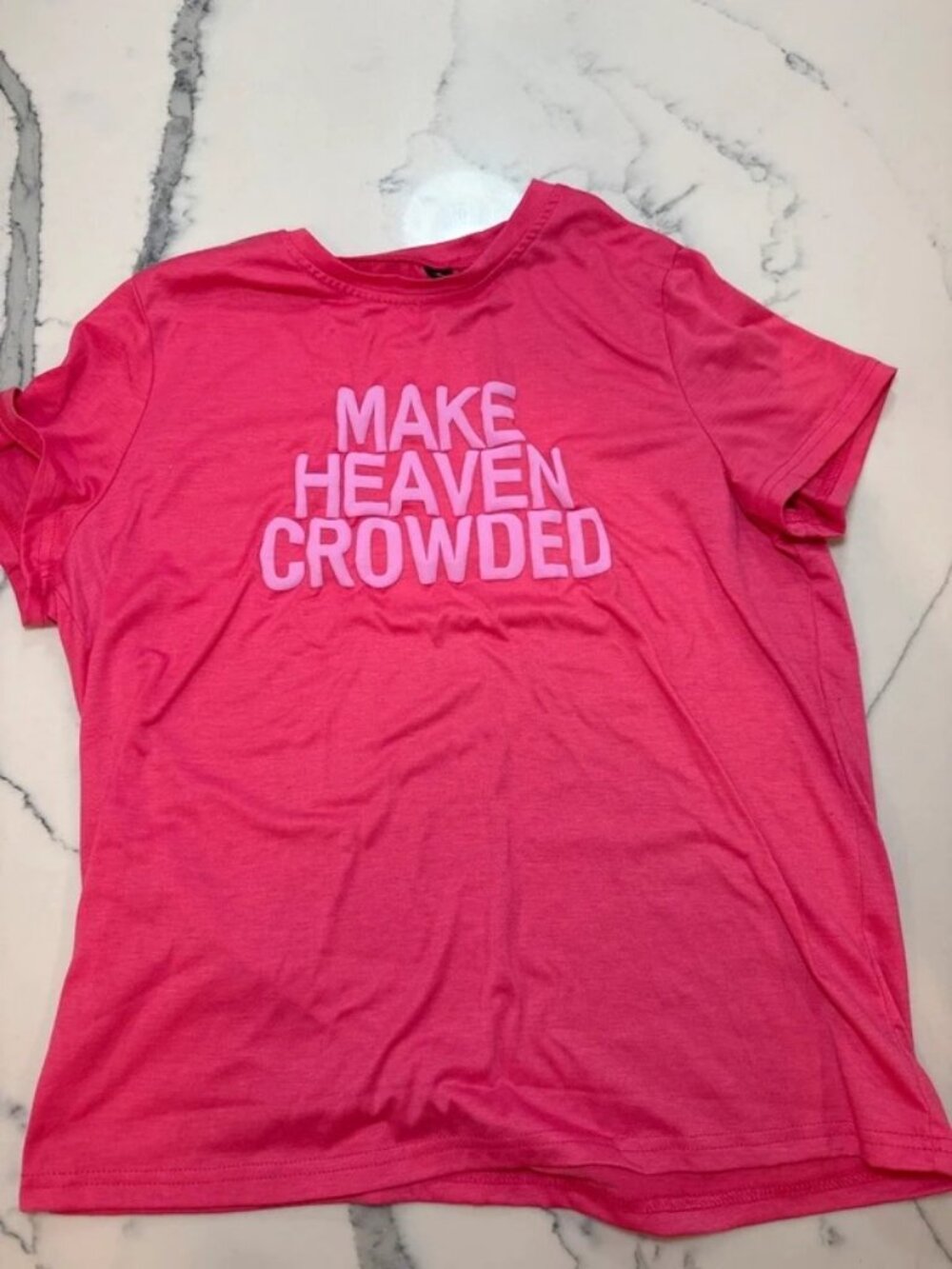 Make Heaven Crowded Pink Graphic T-Shirt XL